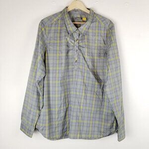 Cabela's 2XL Plaid Pullover Tunic‎ Blouse Roll Tab